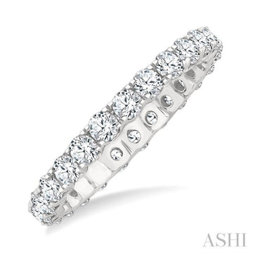 1 1/2 Ctw Round Cut Diamond Eternity Wedding Band in 14K White Gold